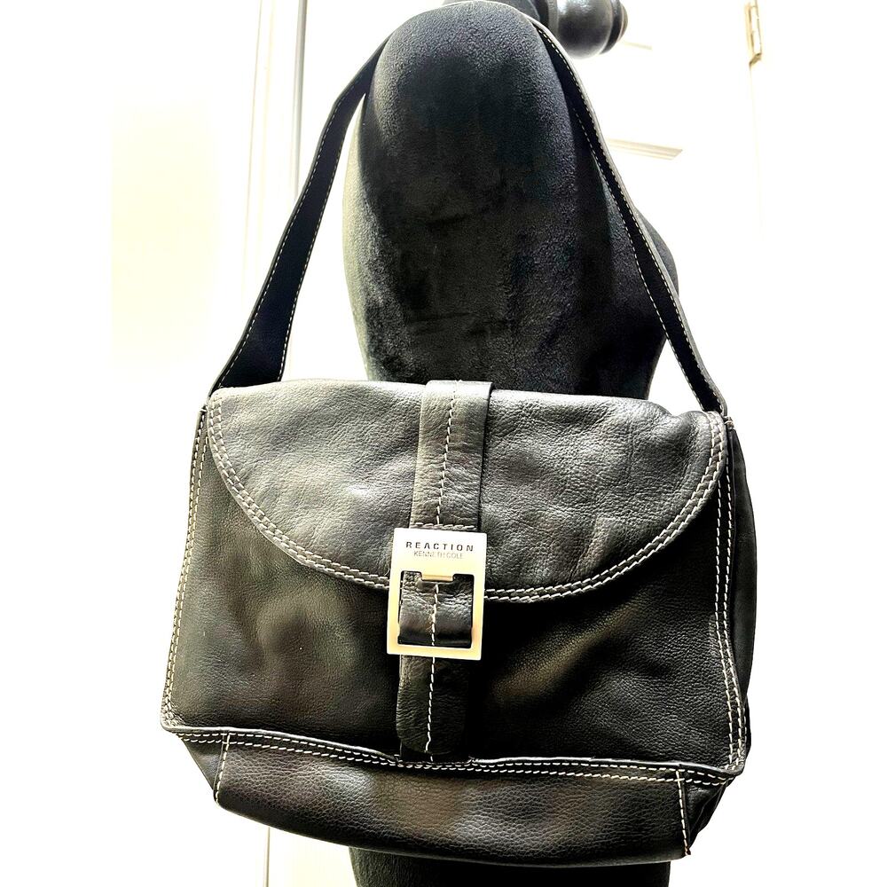 Kenneth Cole Reaction Black Pebbled Leather Shoulder Bag Women’s Mini Handbag